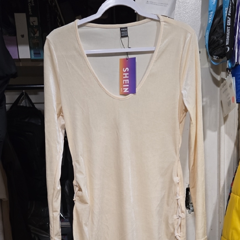 SHEIN Cream Long Sleeve Dress